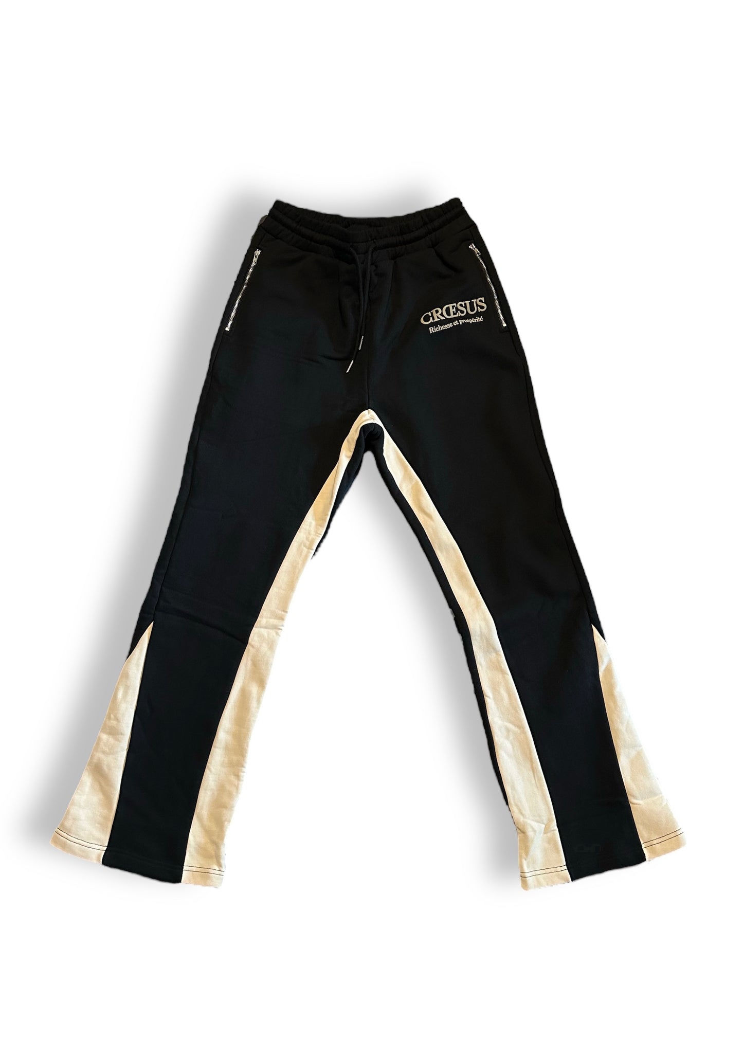Cozy Flared Sweatpants (Black / Cream)