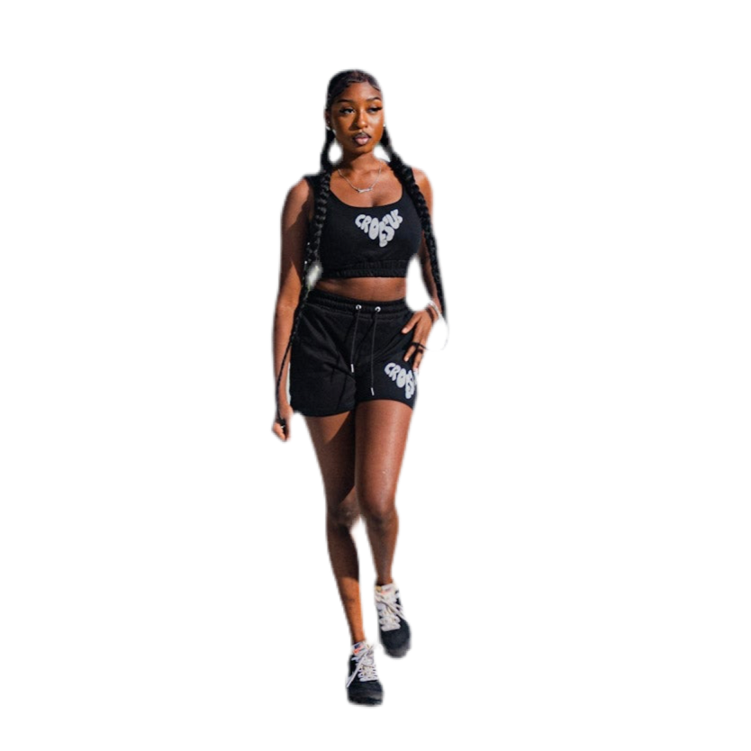 Women’s Crop-Top Set (Black)