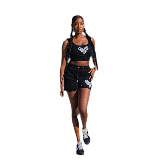 Women’s Crop-Top Set (Black)