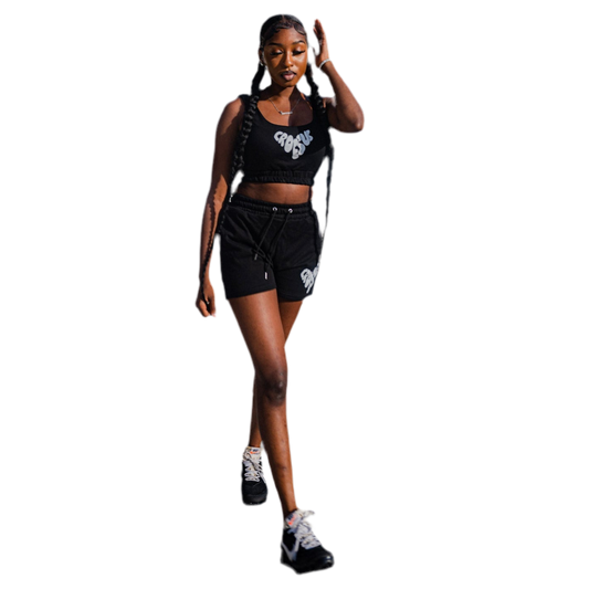 Women’s Crop-Top Set (Black)